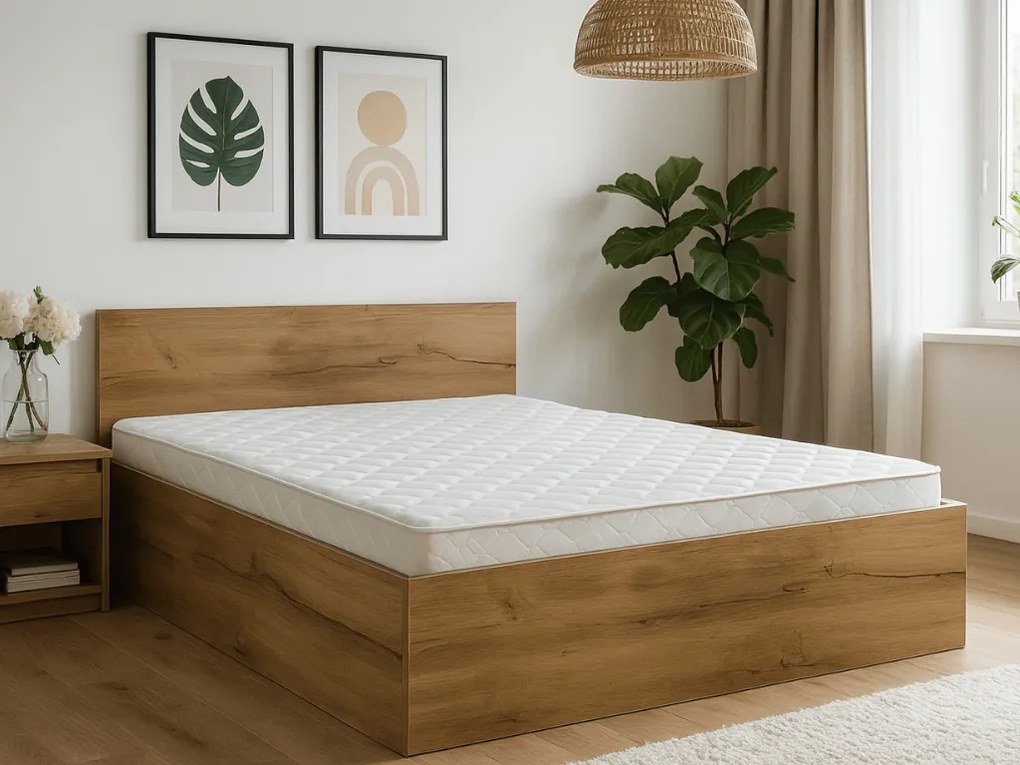 Pat SOFIA 160 x 200 cm, stejar artisan Saltele: Fara saltea, Somiera pat: Cu lamele curbate