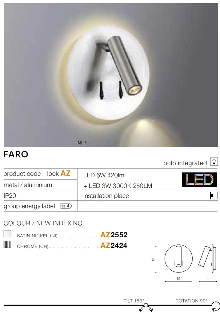 Aplica LED ambientala cu spot directionabil FARO crom