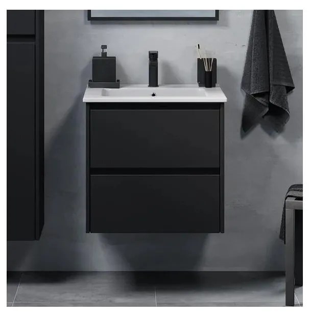 Dulap de baie cu lavoar MOLDE, 60 cm, negru