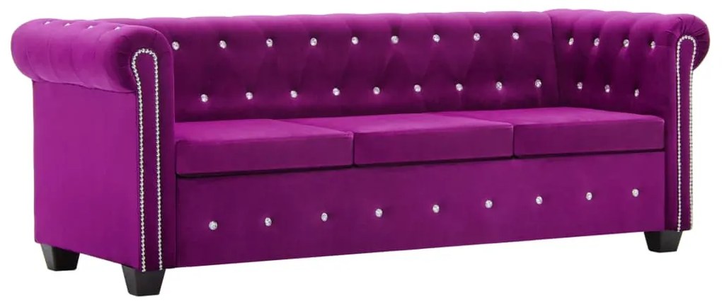 275618 vidaXL Set canapea Chesterfield, 2 buc., tapițerie catifea, mov