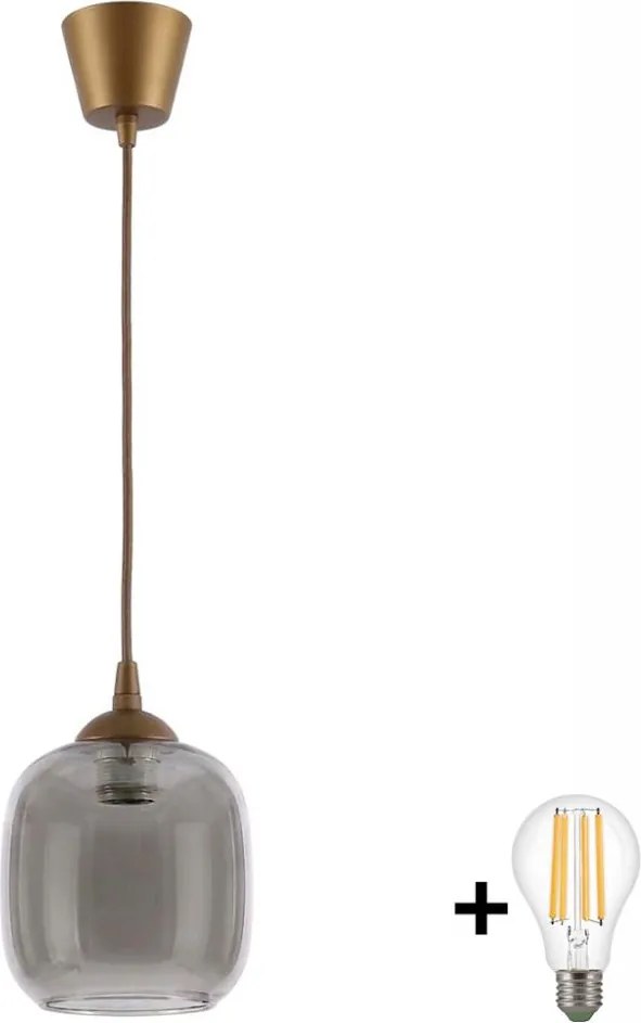 Brilagi - Lustru LED suspendat pe cablu R GLASS 1xE27/60W/230V diam. 14 cm maro/gri fumuriu