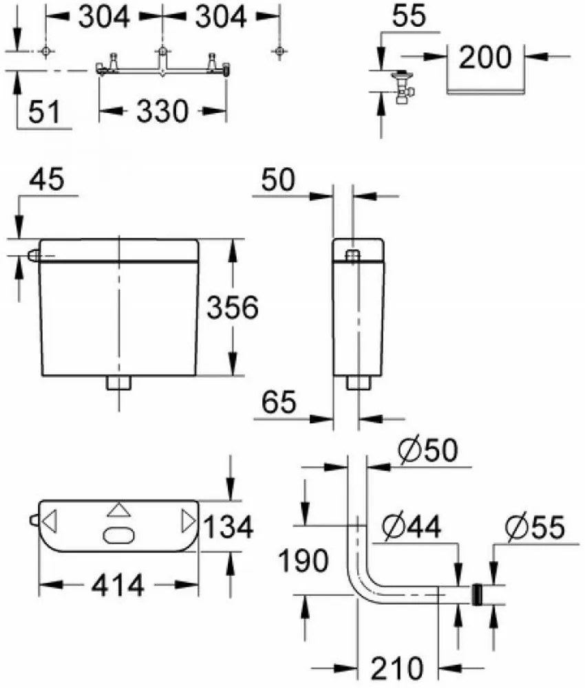 Grohe Universal Rezervor WC, montaj la semi-inaltime