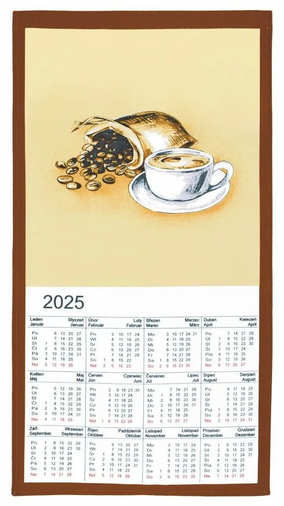 Calendar textil 2025 Cafea cu baghetă , 35 x 65 cm