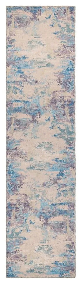 Covor tip traversă albastru/mov lavabil din amestec de fibre reciclate 60x230 cm Reid – Flair Rugs