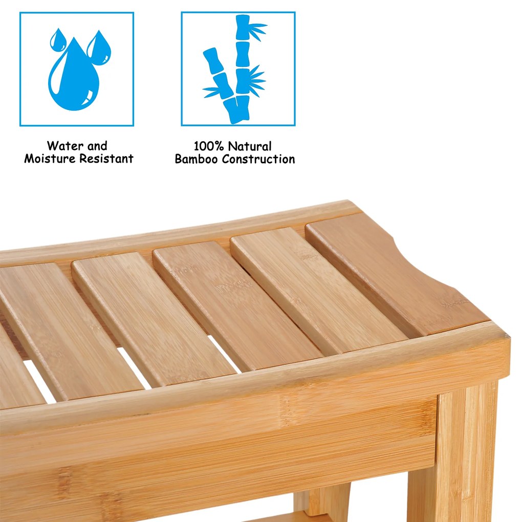 Homcom Scaunel cu Raft in Bambù Natural