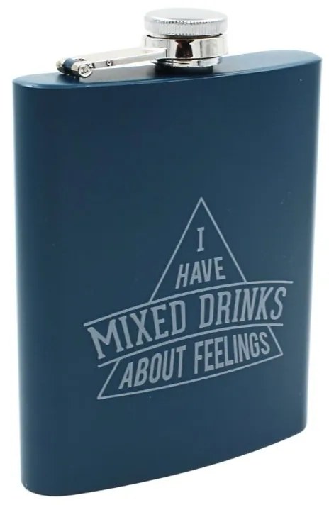Butelcă din oțel inoxidabil, mesaj Mixed Drinks About Feelings, 270 ml