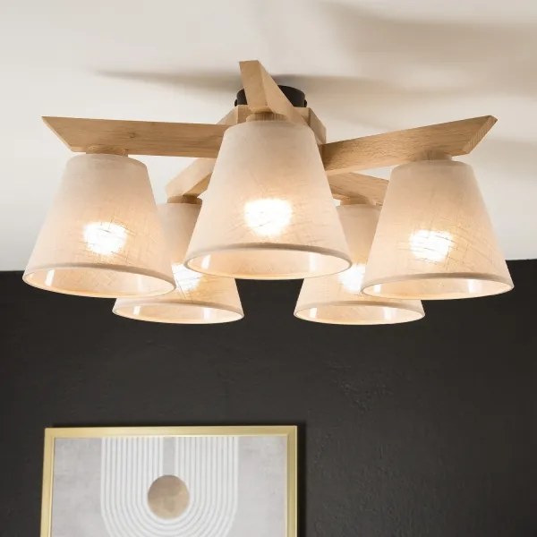 Lustr ANTONIO 5xE14/40W/230V, montaj plafon, stejar