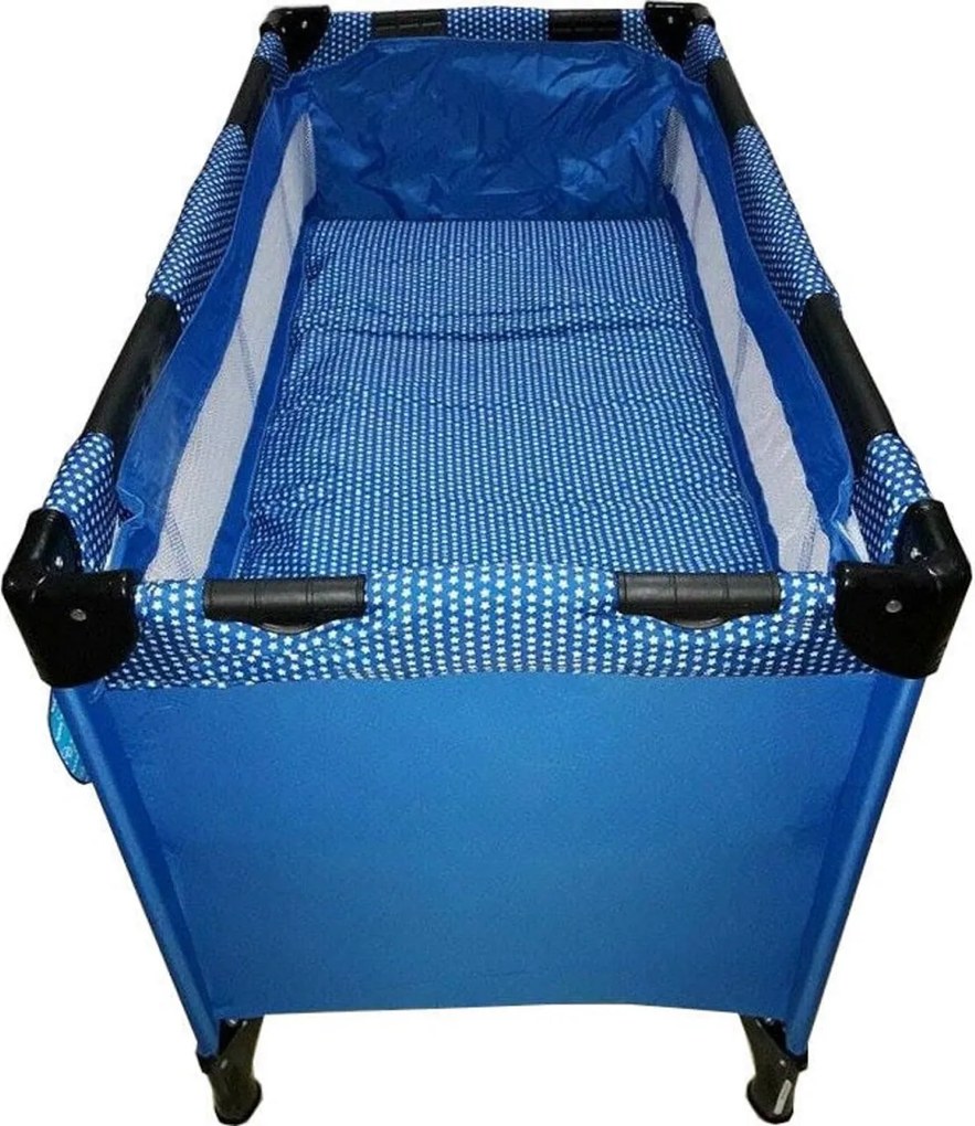 Patut Pliant, Tarc copii Baby Care™ PRO, Pliabil pe 2 Niveluri, plasa tantari,geanta transport inclusa, Albastru