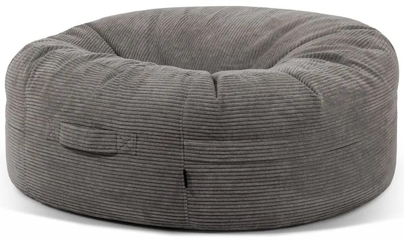 Fotoliu bean bag gri închis cu tapițerie din catifea reiată Roll 135 – SLOWDOWN