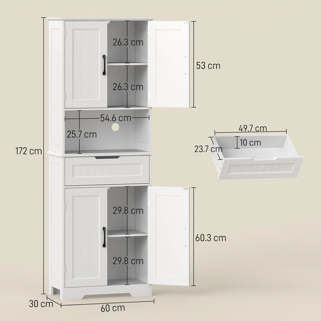 HOMCOM Mobilier de Bucătărie cu Sertar și 2 Dulapuri cu Rafturi Reglabile Alb | Aosom Romania