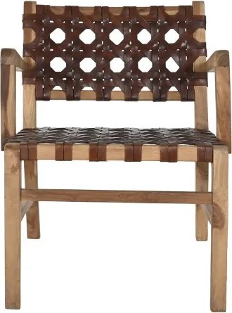 Scaun dining din lemn de tec si piele naturala " Country Leather "