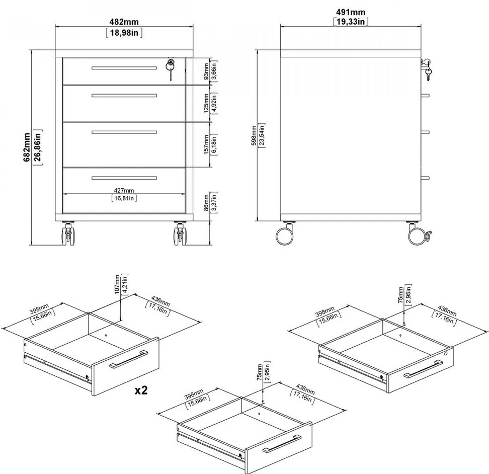 Comodă mobilă Modulo, stejar sonoma