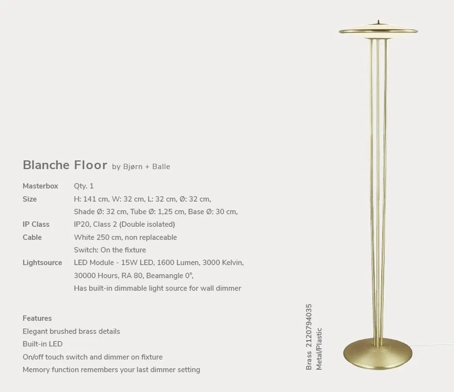 Lampadar LED, lampa de podea design modern Blanche