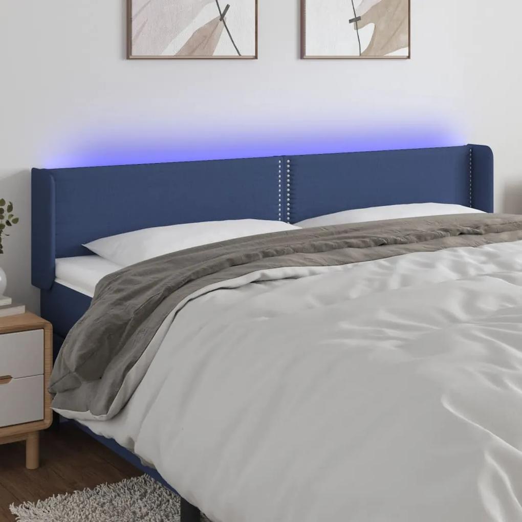 3123124 vidaXL Tăblie de pat cu LED, albastru, 203x16x78/88 cm, textil