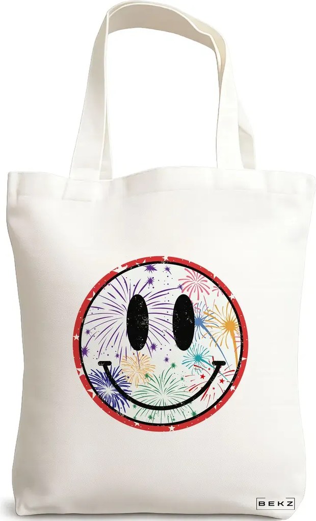Sacosa de Panza pentru Cumparaturi, Geanta Tote, model Splashy, 38x34.5 cm, Alba, BEKZ®