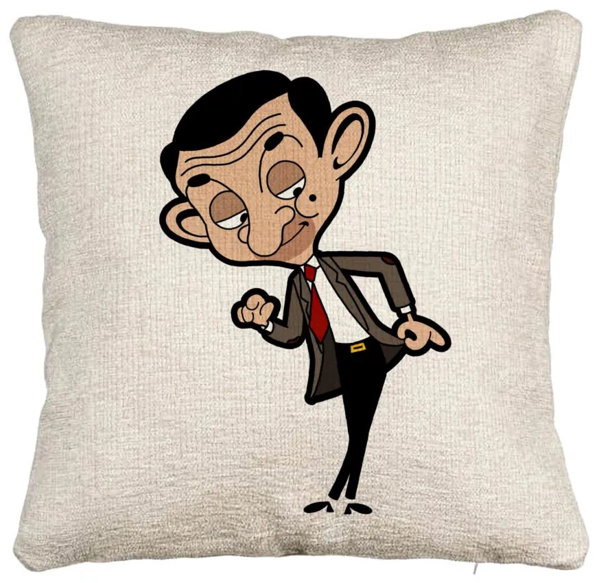 Perna Decorativa Canapea, Model Mr Bean, 40x40 cm, Cu fermoar