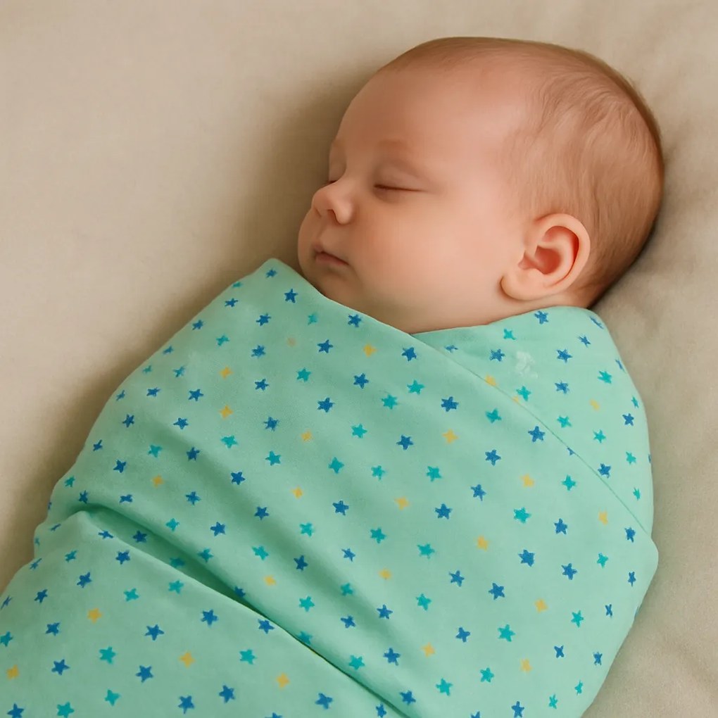 Set 2 scutece finet 100% bumbac pentru bebelusi ,   70A 80 cm ,   Starry Sky Mint