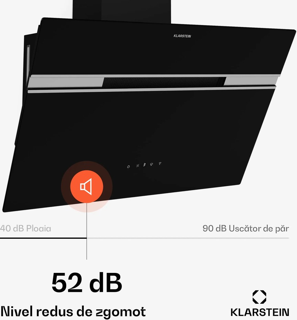 Klarstein Alina hotă de bucătărie | 60 cm | Smart | 600 m³/h | Silențioasă | Clasa energetică A