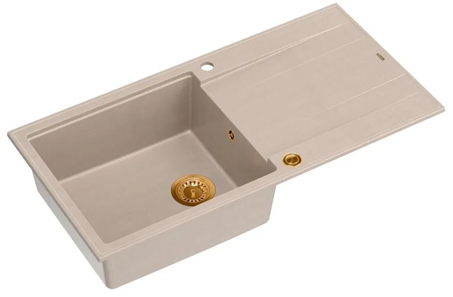 Chiuveta compozit incastrata Quadron Unique Evan 146 XL bej - cupru 100x50 cm