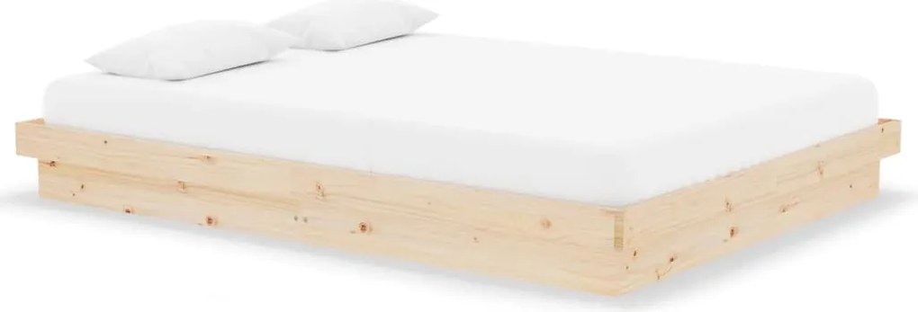 vidaXL Cadru de pat dublu, 135x190 cm, lemn masiv