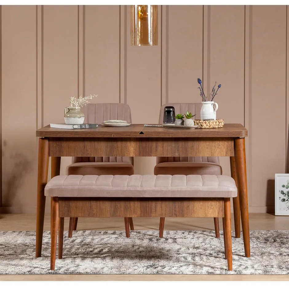 Set mobilier sufragerie Vlasta 1 (nuc + bej) (pentru 4 persoane). 1072381