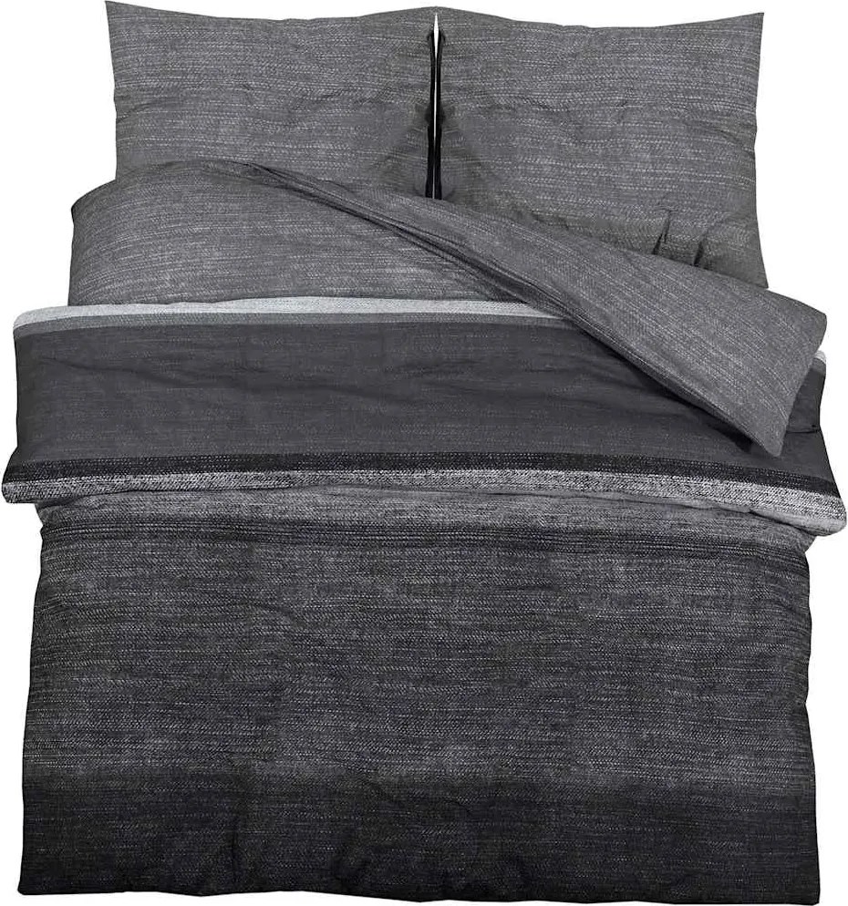 vidaXL Set cu husă de pilotă, gri închis, 200x220 cm, bumbac