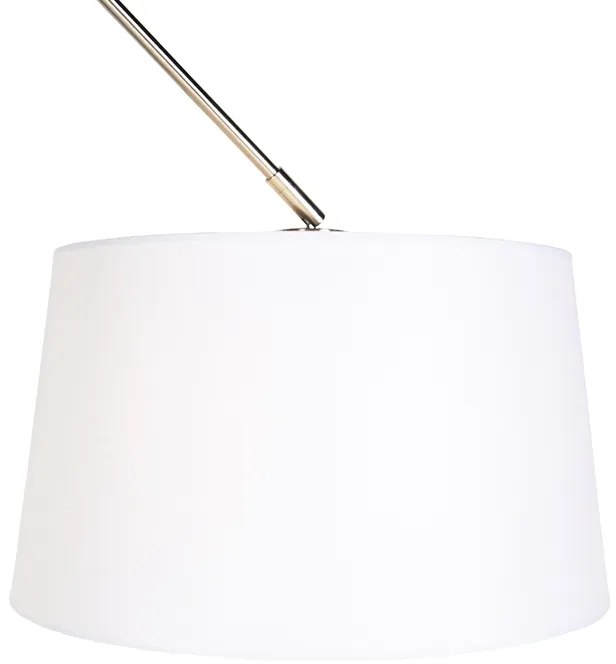Lampă suspendată din oțel cu abajur din in alb 35 cm - Blitz