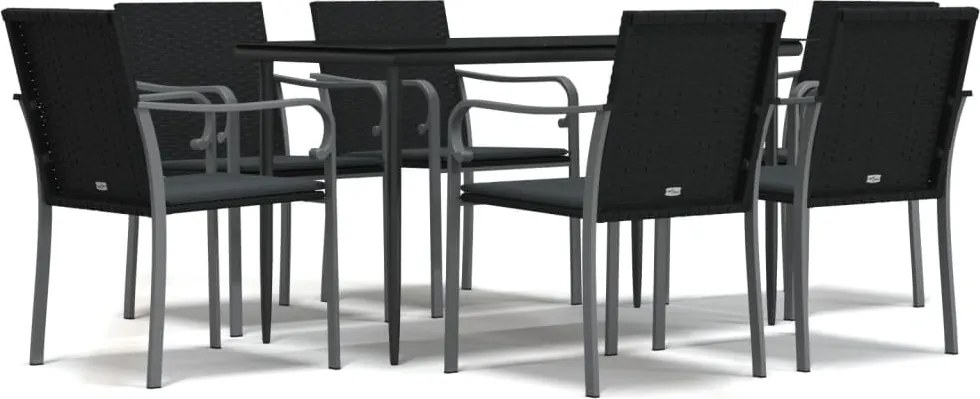 vidaXL Set mobilier de grădină cu perne, 7 piese, poliratan și oțel