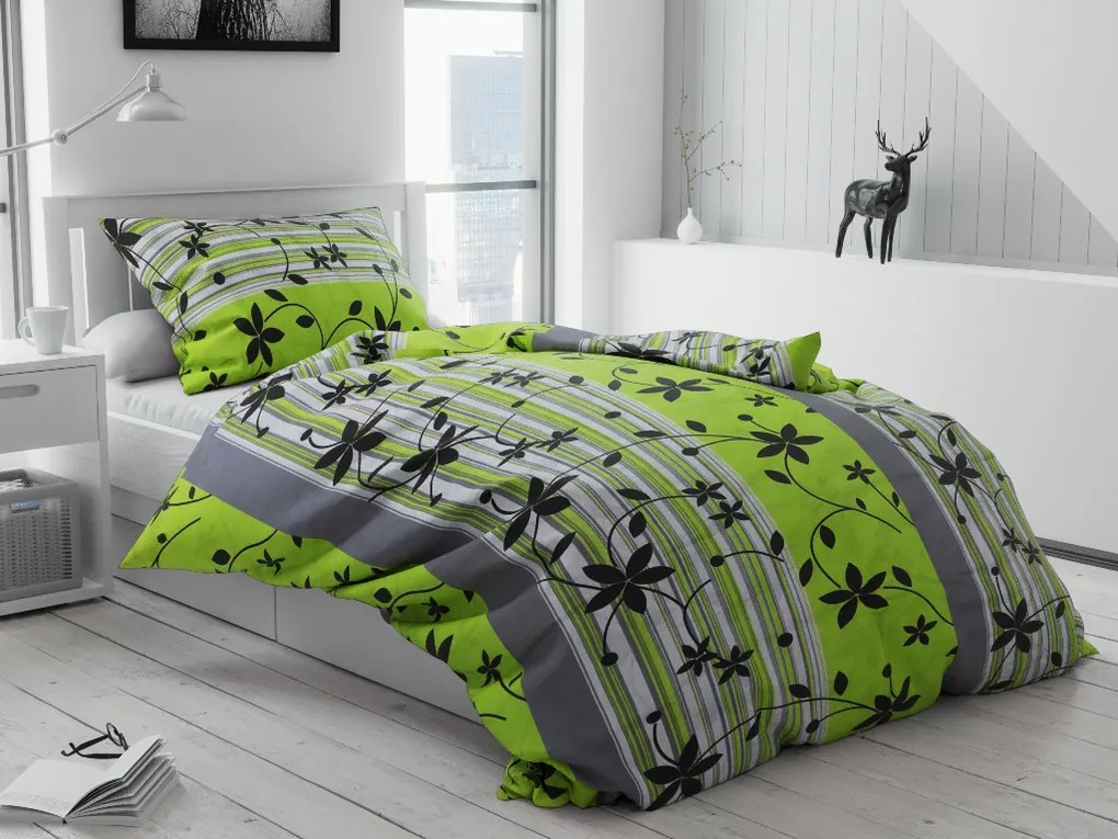 Lenjerie de pat bumbac Liana verde Dimensiune lenjerie de pat: 70 x 90 cm | 140 x 200 cm