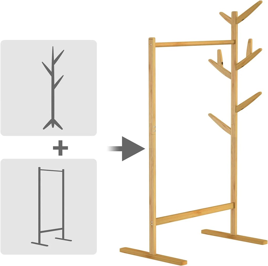 Suport de haine de bambus RADO, 66x40x163,3cm, maro Casaria