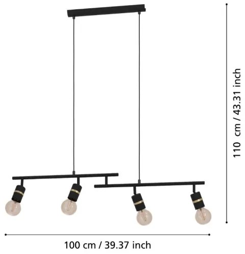 Lustră pe cablu LURONE 4xE27/10W/230V Eglo 900177