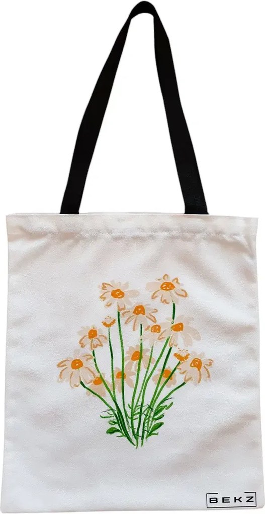 Sacosa de Panza pentru Cumparaturi, Geanta Tote, model Margarete, Cu fermoar, 38x34.5 cm, Alba, BEKZ®