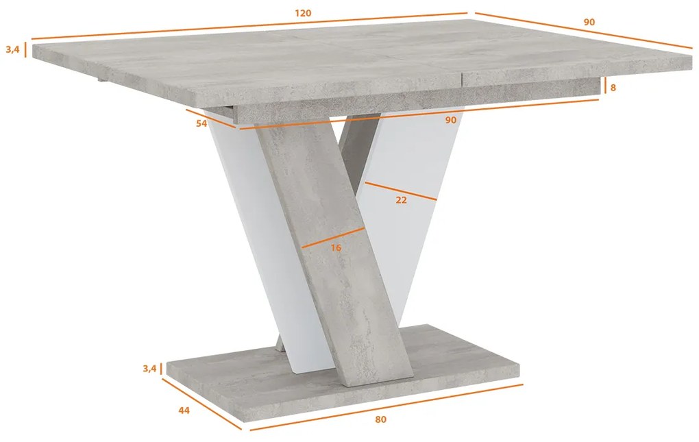 Masă de sufragerie Venag (gri deschis + Alb) (pentru 4 până la 6 persoane). 1055270