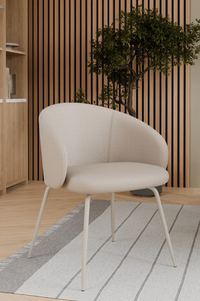 MAZZONI EXPORT CLARA Bej (material Basel 24)/picioare bej - SCAUN MODERN ADÂNC TAPIȚAT PENTRU SALON/LIVING/BIROU LOFT
