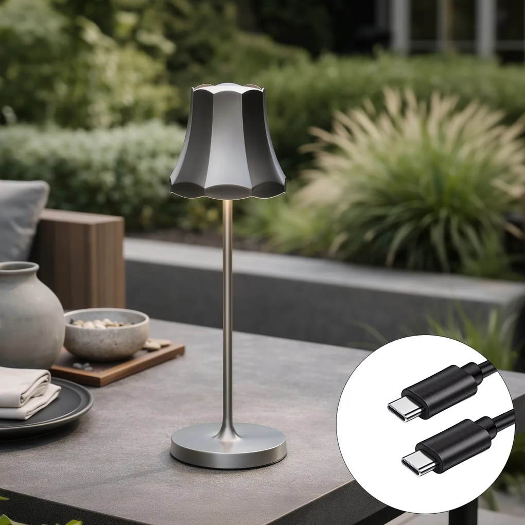 Lampă de masă retro Gunmetal reîncărcabilă IP44 - Granny