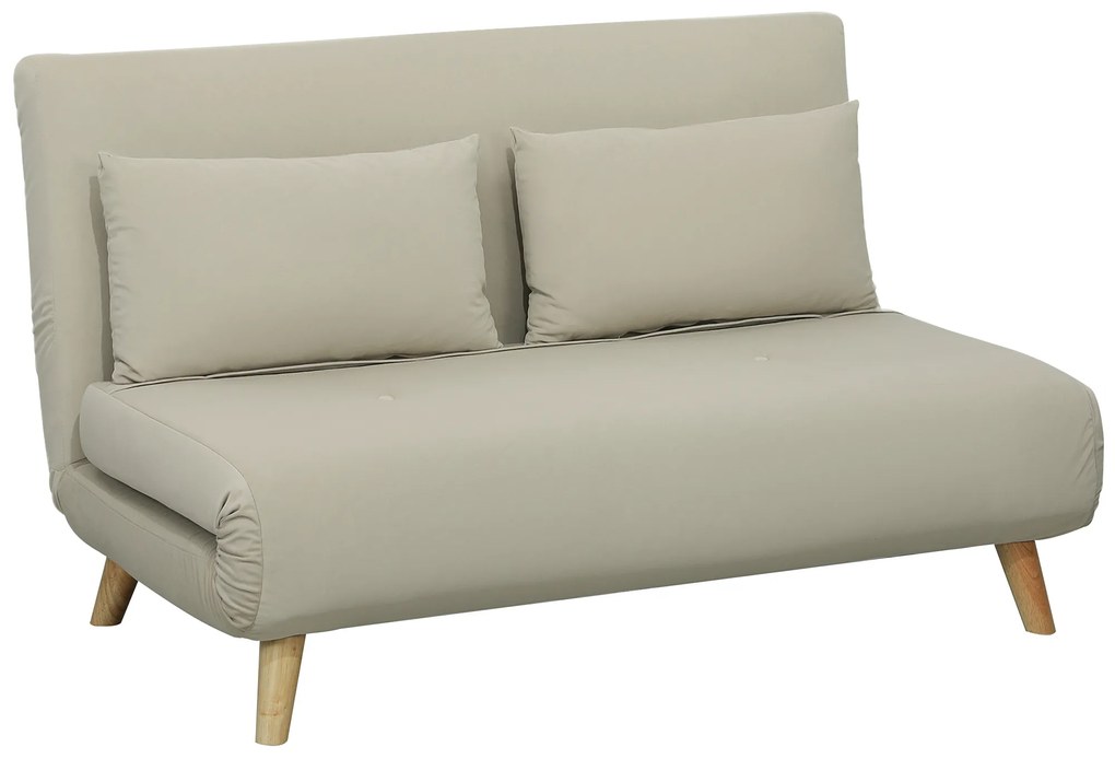 HOMCOM Canapea de dormit Canapea de relaxare Canapea Canapea, inclusiv 2 perne, Material de Catifea, 130 x 78 x 79 cm, Bej | Aosom Romania