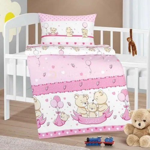 Bellatex Lenjerie de pat din bumbac Agata Bearfamily, 90 x 135 cm, 45 x 60 cm