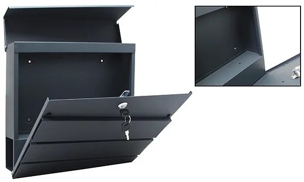 Cutie poștală din oțel galvanizat cu suport pentru ziare antracit