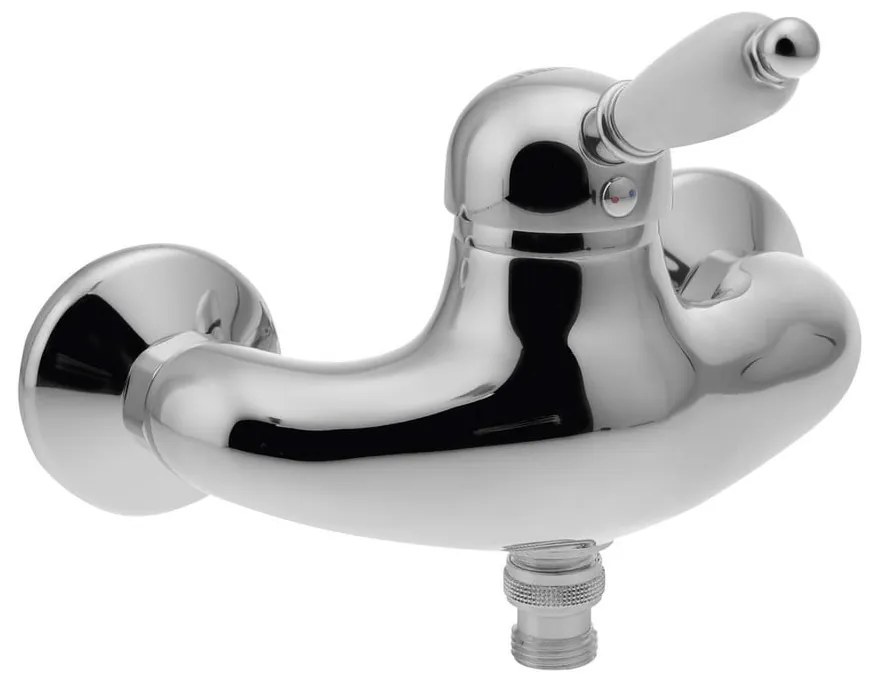 Baterie argintie pentru duș cu montare pe perete (1 ieșire) Kirké White – Sapho