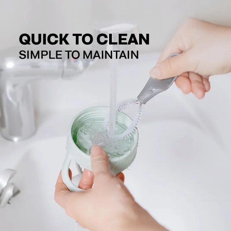 Sticla Buydeem CD1017-OW, 500 ml, Pai incorporat, Rezistenta la scurgeri, Sticla rezistenta la caldura pana la 150°C, Fara BPA, Alb