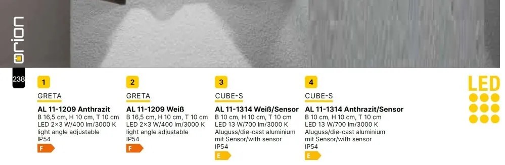 Aplica LED ambientala de exterior cu senzor de miscare IP54 CUBE-S antracit