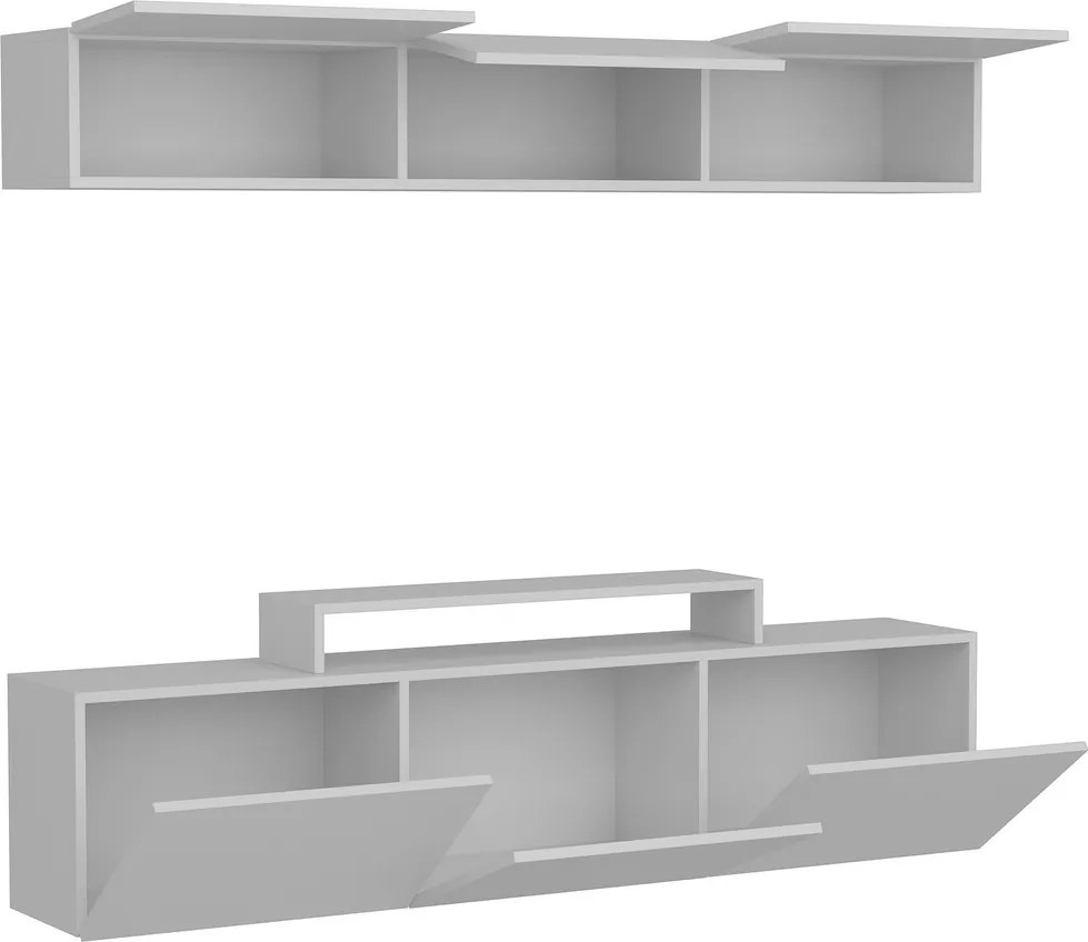 Comoda TV cu raft Line, Decorotika, 180x37.4x40 cm, alb