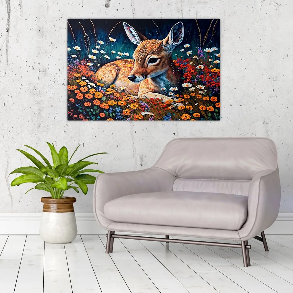 Tablou - Cerb pictat (90x60 cm)