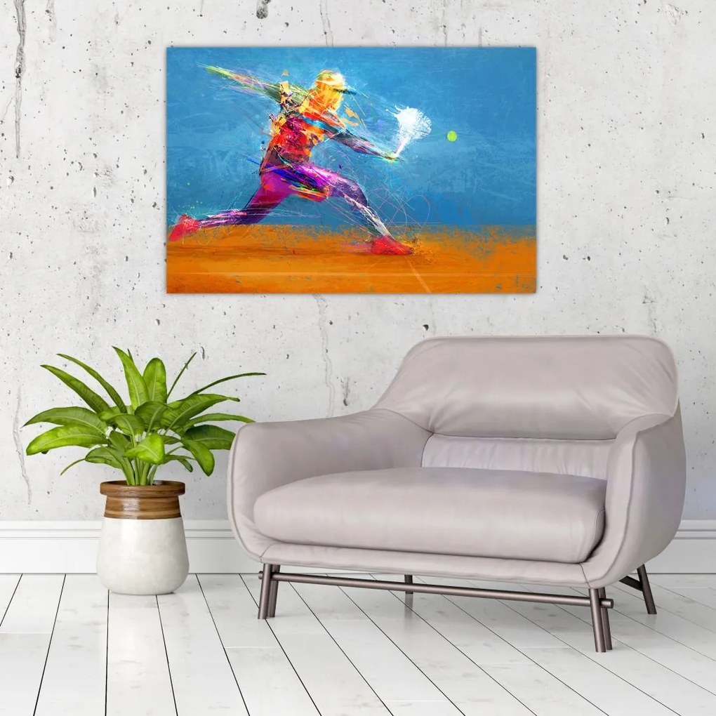 Tablou - Jucător de tenis pictat (90x60 cm)
