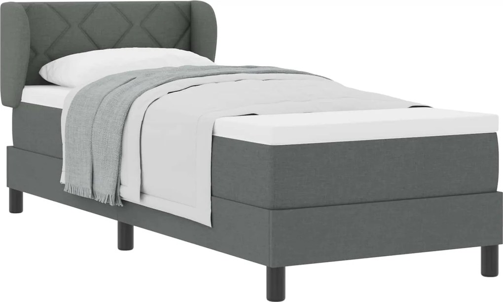 vidaXL Pat cu arcuri cu saltea Gri închis 80 x 200 cm țesătură