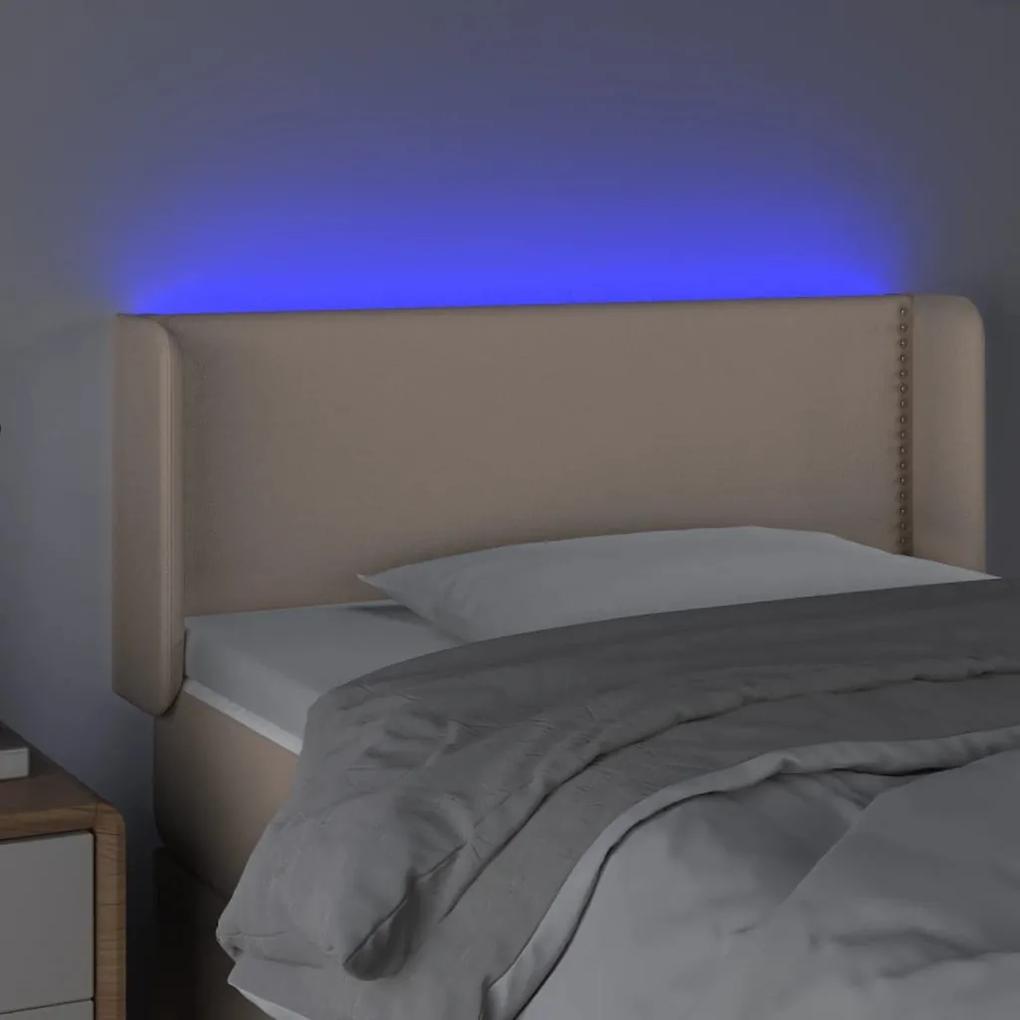 Tablie de pat cu LED, cappuccino, 93x16x78 88cm piele ecologica 1, Cappuccino, 93 x 16 x 78 88 cm