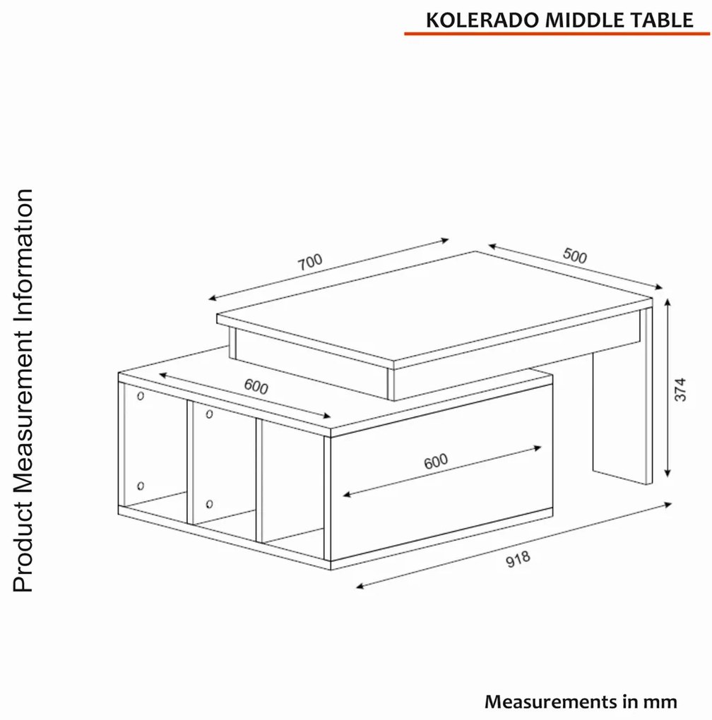 Masă de cafea Kolarado White Walnut