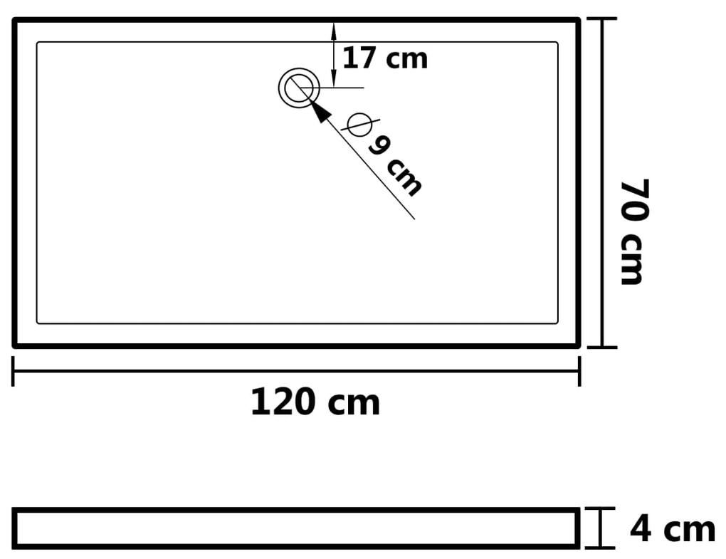 Cadita de dus dreptunghiulara din ABS, alb, 70x120 cm Alb, 70 x 120 cm