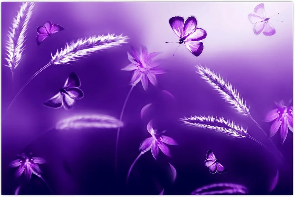 Tablou - Lunca cu fluturi (90x60 cm)