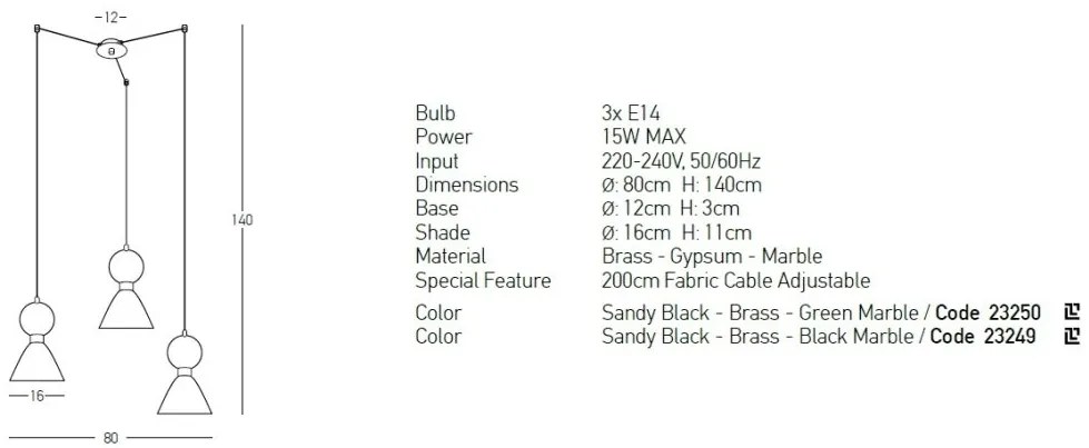 Lustra cu 3 Pendule design decorativ modern Ember II